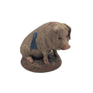 INK SIGNED Tim Wolfe Cairn Studio Blue Ribbon Prize Pig Figurine State Fair 1993